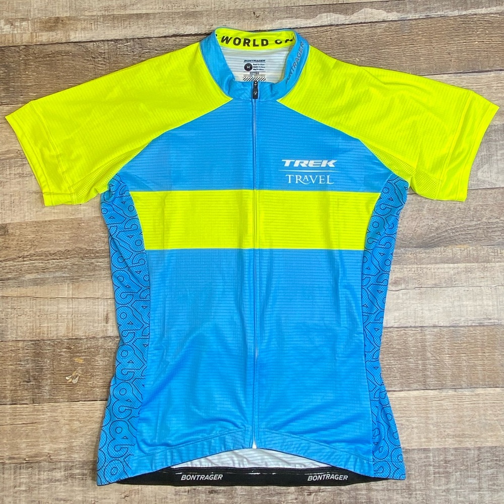 Trek Bontrager Womens M Fitted Travel Cycling Jersey in Blue and Yellow